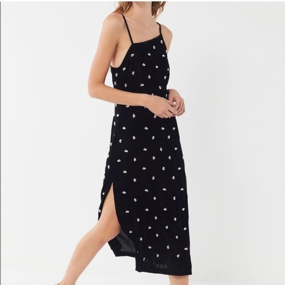Urban Outfitters Dresses & Skirts - Urban Outfitters Velvet Beaded Black Midi Dress Womens Size 8 New Y2K Style